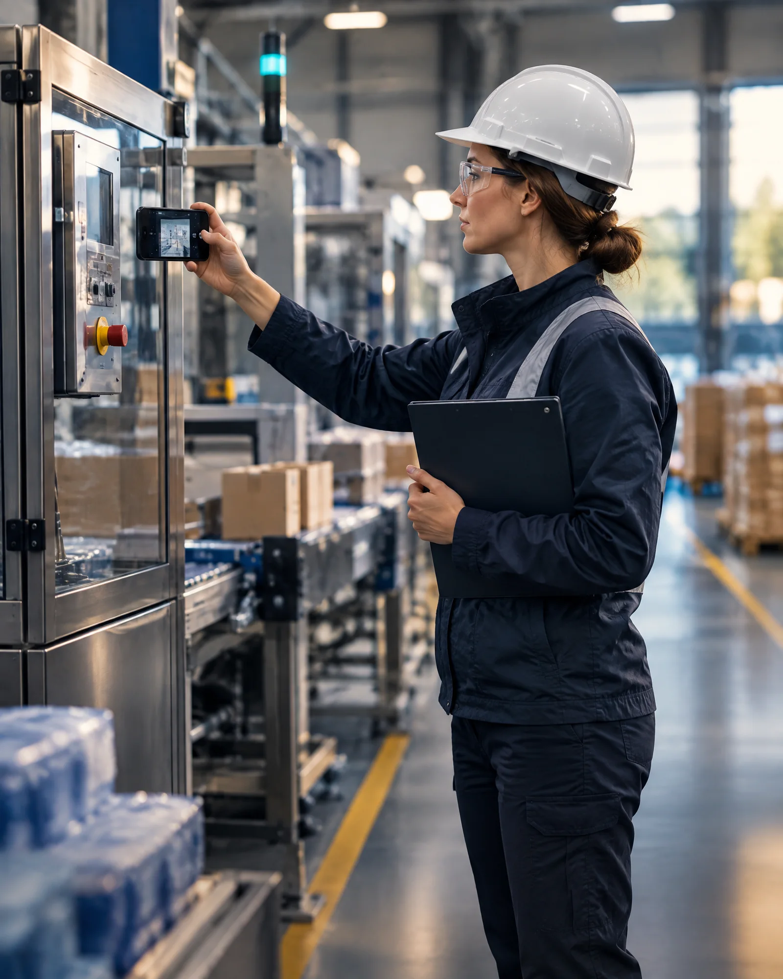 Certification auditor capturing machine evidence with a mobile phone