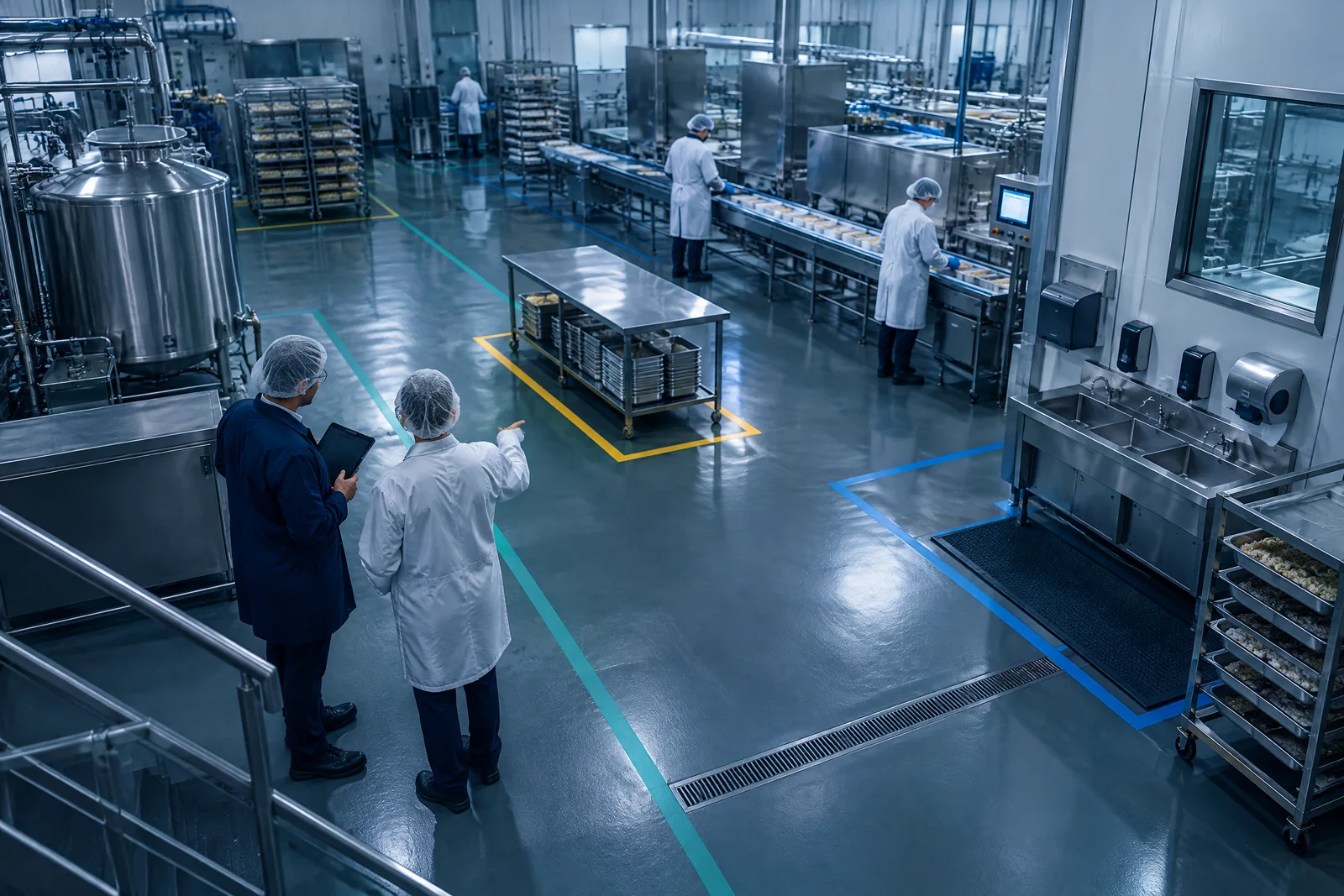 Illustrative food manufacturing floor for the fictional Northstar Harvest Foods sample